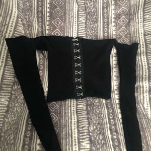Forever 21 Black Long Sleeve Crop Top